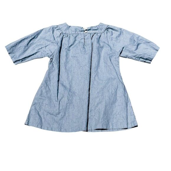 Mabo Blue Chambray Cotton Linen Dress Size 4/5Y - Picture 6 of 8